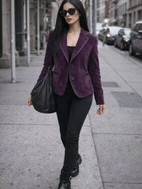 Larry Levine Vintage Purple Velveteen Blazer Goth Whimsigoth Size L